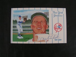 Tony Kubek Signed 1961 New York Yankees Susan Rini Postcard Cut JSA Cert MT ROY