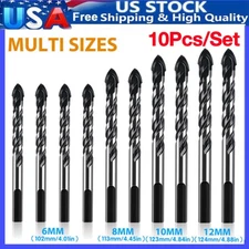 10Pcs/Set Carbide Tungsten Drill Bit for Ceramic Tile Concrete Glass Wood Marble