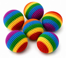 LOT OF 6 MULTICOLOR KICK BALLS WOVEN HACKY SA...