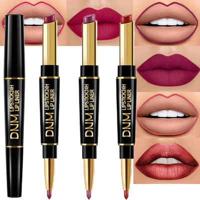 3Pcs Plum Purple Wine Mauve Red Lip Liner and Lipstick Set for Women Matte Matt