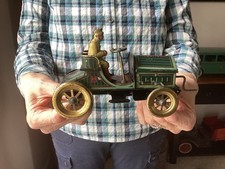 Antique Hess 'Hessmobil' tin wind-up race car with a driver Germany 1914