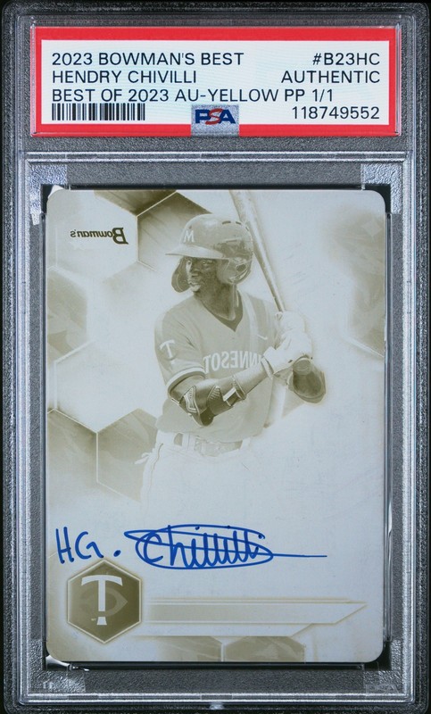 2023 BOWMAN'S BEST BEST OF 2023 AUTO #B23HC HENDRY CHIVILLI 1/1 PSA AUTHENTIC