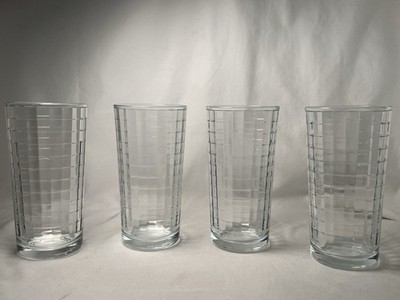 Vintage Pasabahce Block Optic Clear 5.25'' Juice Tumblers 8 Ounce Set of 4