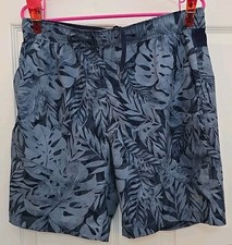 Speedo Men's Swim Trunks Medium Leaf Pattern Dark Blue