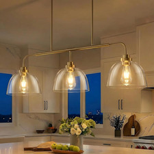 Brushed Gold Modern Farmhouse Chandelier with...