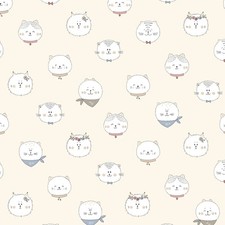 Feline Drive Fabric KITTEN FUN Fun Cat Faces Cream - Fat Quarter (18x22") FQ