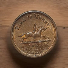 Civil War Token, CWT, Hussey's Local Post Time is Money, Fuld NY630AK-1a, RB, BU