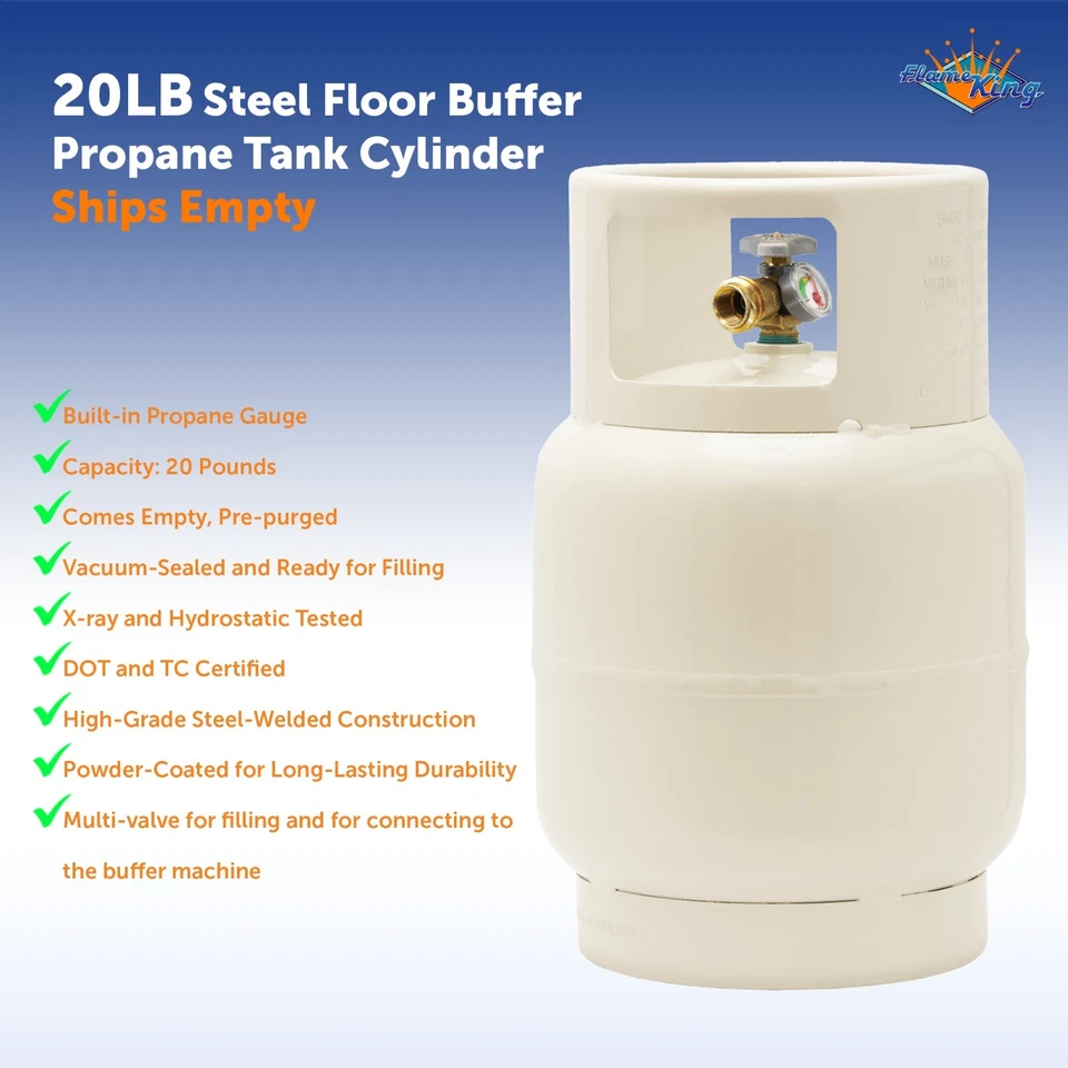 20 LB Floor Buffer Propane Tank with Vapor Valve and Level Gauge Steel New - Image 2 of 4