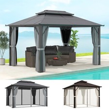 3x4m Hardtop Gazebo with Double Polycarbonate Roof, Aluminium Frame