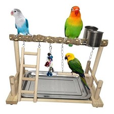 Bird Playground Parrot Playstand Birds Play Stand Wood Exercise Perch Gym