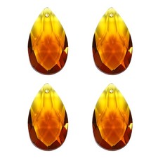 K9 Crystal Pendants Teardrop Beads, 4 Pack 38mm Chandelier Prisms DIY Amber