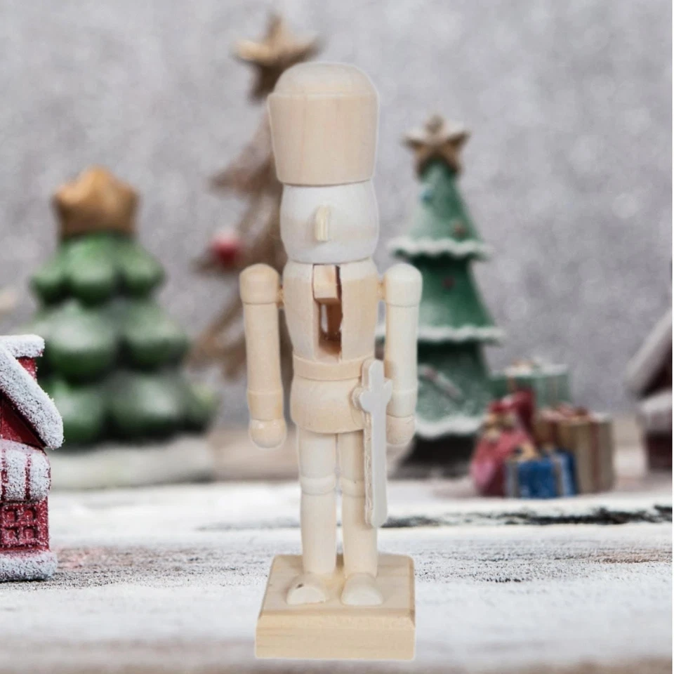 DIY Wooden Christmas Nutcracker Paintable Xmas Decor for Shelf Holiday Party - Image 4 of 4