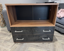 2 Drawer Freestanding Chest of Drawers with Open Shelf Black/Brown Wood Effect
