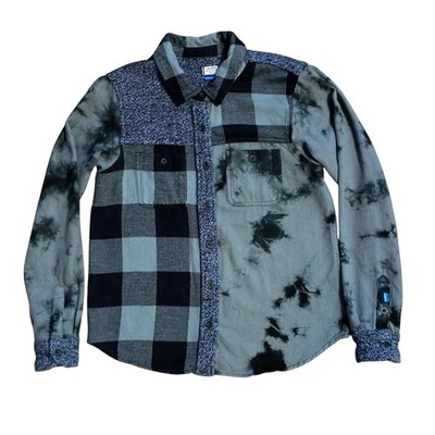 Kavu Men s Cotton Flannel Button Down Shirt Size Small Plaid Patchwork Hiking