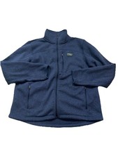 LL Bean Men Large Reg Sweater Fleece Full Zip Jacket 504938 Slightly Fitted Navy