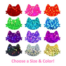 Holographic Sparkle Cat Stickers - 0.4 to 4 inch - Choose a Size and Color