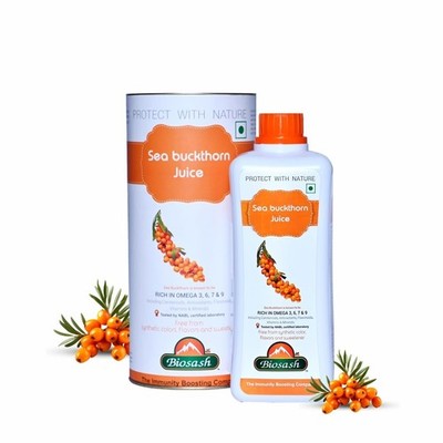 Biosash Sea Buckthorn Juice 750ml With Pulp Concentrate Organic Cold-Pressed
