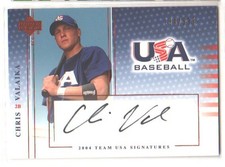2005 USA Baseball Team Signatures Black Ink 134/595 Chris Valaika #S-24 Auto