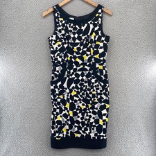 London Times Dress Womens 10 Black Pattern Sheath Pockets Knee Length Sleeveless
