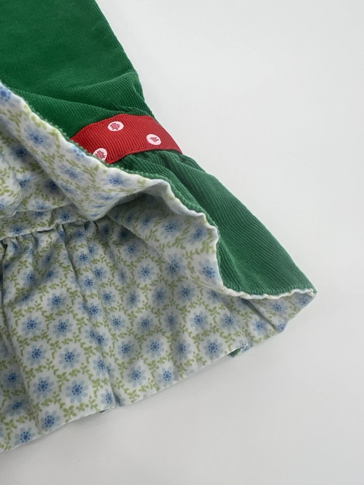 Zuccini 2T Reversible Ruffle Pants Green Corduroy Red Trim Floral Cotton Toddler - Image 3 of 4