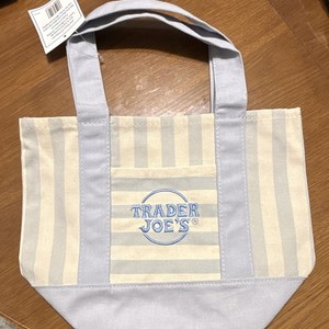 Trader Joe's Striped Reusable Shopping Tote Bag, Gray & Beige