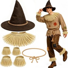 Scarecrow Costume for Adults, Scarecrow Costume Women  Men with Hat Brown