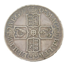 Moneta mezza corona regina Anna argento presto fresata Edimburgo zecca 1707 antica