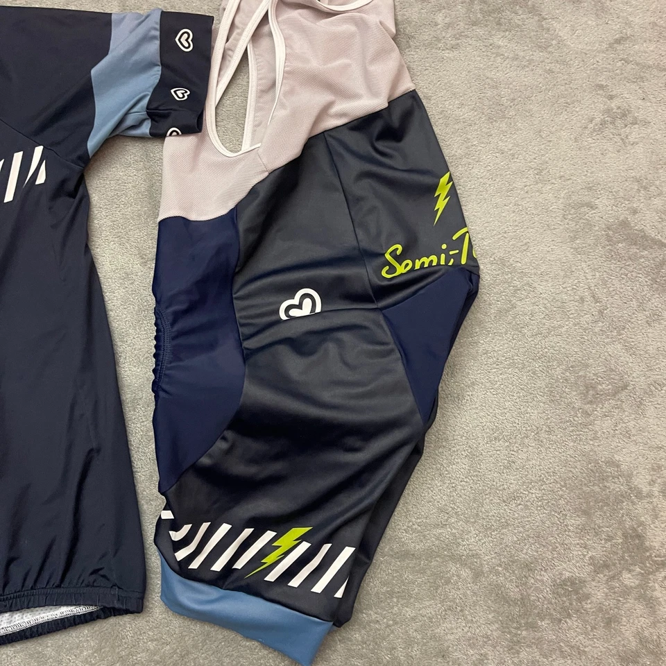 Conjunto de ciclismo Pissei jersey con culotte con tirantes para hombre talla 2 hecho en Italia semi resistente Foto 3 de 4