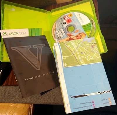 Grand Theft Auto V für Xbox 360 komplett mit Discs, Handbuch Karte