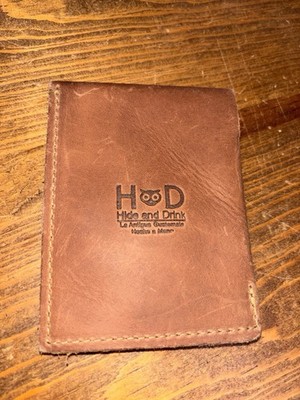 Hide & Drink Owl Men s Brown Leather Credit Card Holder Wallet Western