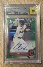 2022 Bowman Chrome Draft Chase DeLauter 1st Auto Green Refractor /99 BGS 9 