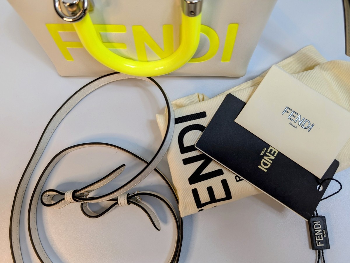 Fendi x Marc Jacobs Cream and Neon Yellow Peekaboo Top Handle
