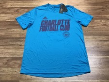 MENS L - NEW adidas MLS Charlotte FC Soccer AEROREADY T-Shirt Blue