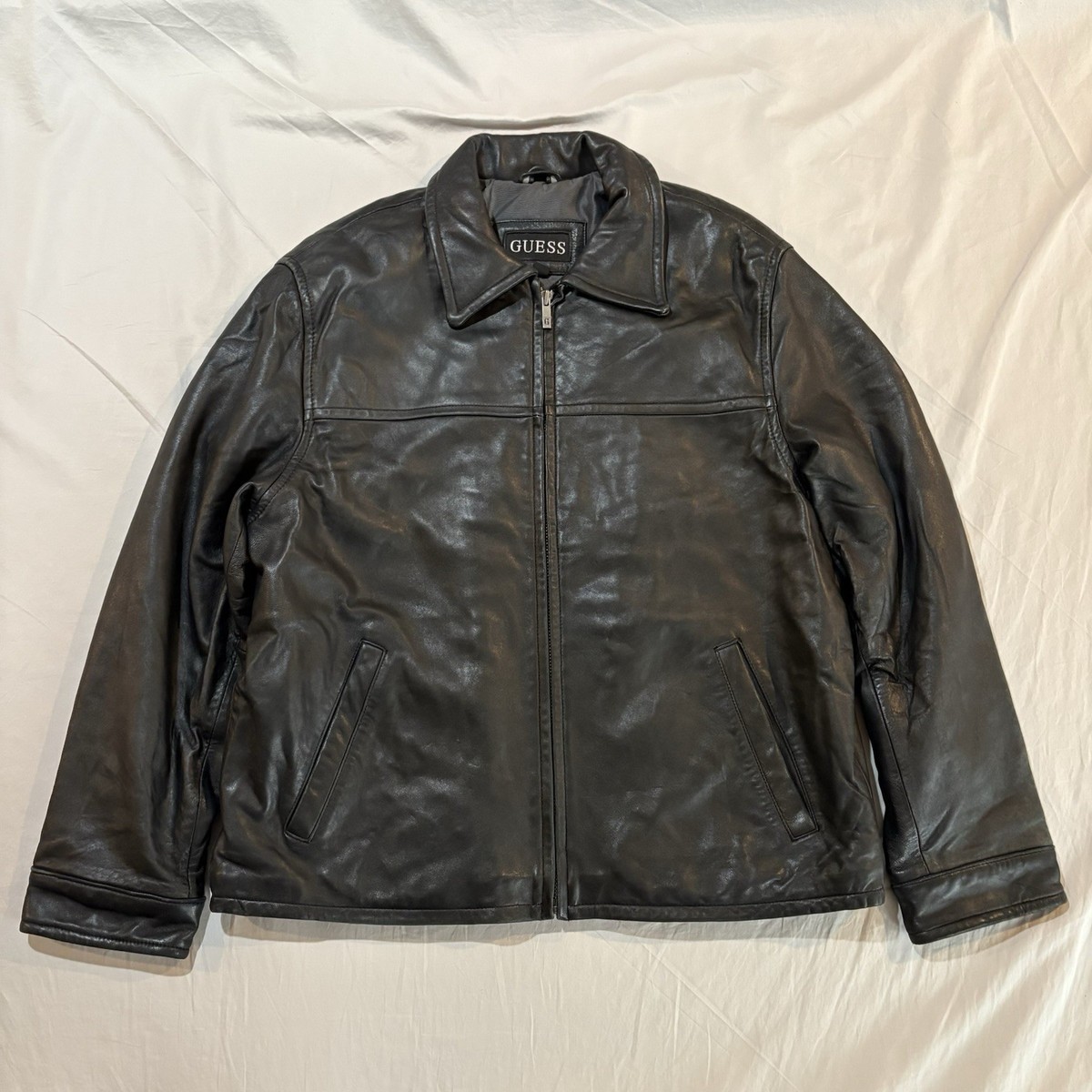 Vintage Guess Leather Jacket Men