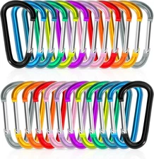 24pc Aluminum Carabiner Clip D Ring, Keychain Spring Hook,Small Assorted 