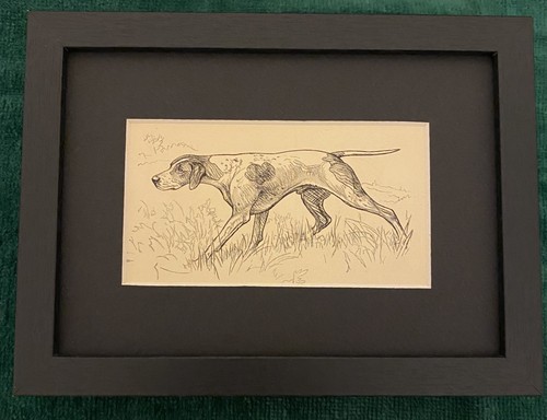 Pointer "On Point"  MATTED | FRAMED | READY TO GIFT - 1950 Vintage Dog Art Print