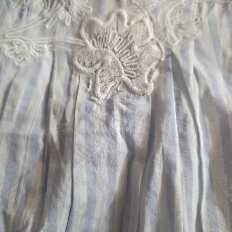 Charter Club Applique Cotton Sleeveless Nightgown Blue/White Stripped Size Small - Image 2 of 2