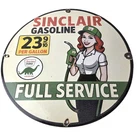 Vintage Sinclair Gasoline Sign - Full Service Gas Oil Pump Porcelain Sign