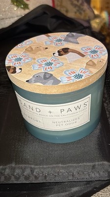 Sand + Fog / Sand + Paws Newport Candle w/ Dogs Odor Eliminating Wood Lid 3 Wick