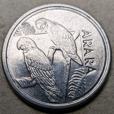 Brazil 5 Cruzeiros 1993 Parrot arara XF