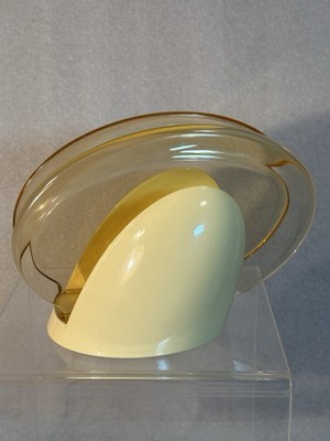 Guzzini Napkin Letter Holder Lucite Acrylic Yellow MCM Retro VTG Recanati Italy