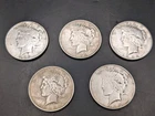 🔥 LOT X 5 US PEACE 90% SILVER DOLLAR ABOUT UNCIRCULATED MIXED DATES & MINTS 🔥