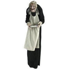 Life-Size Halloween Animatronic, Scary Talking Zombie Maid with Touch Activat...