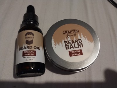 Crafted Beard Care Kit - Beard Oil and Balm - Gift Set (Tobacco Vanilla scent