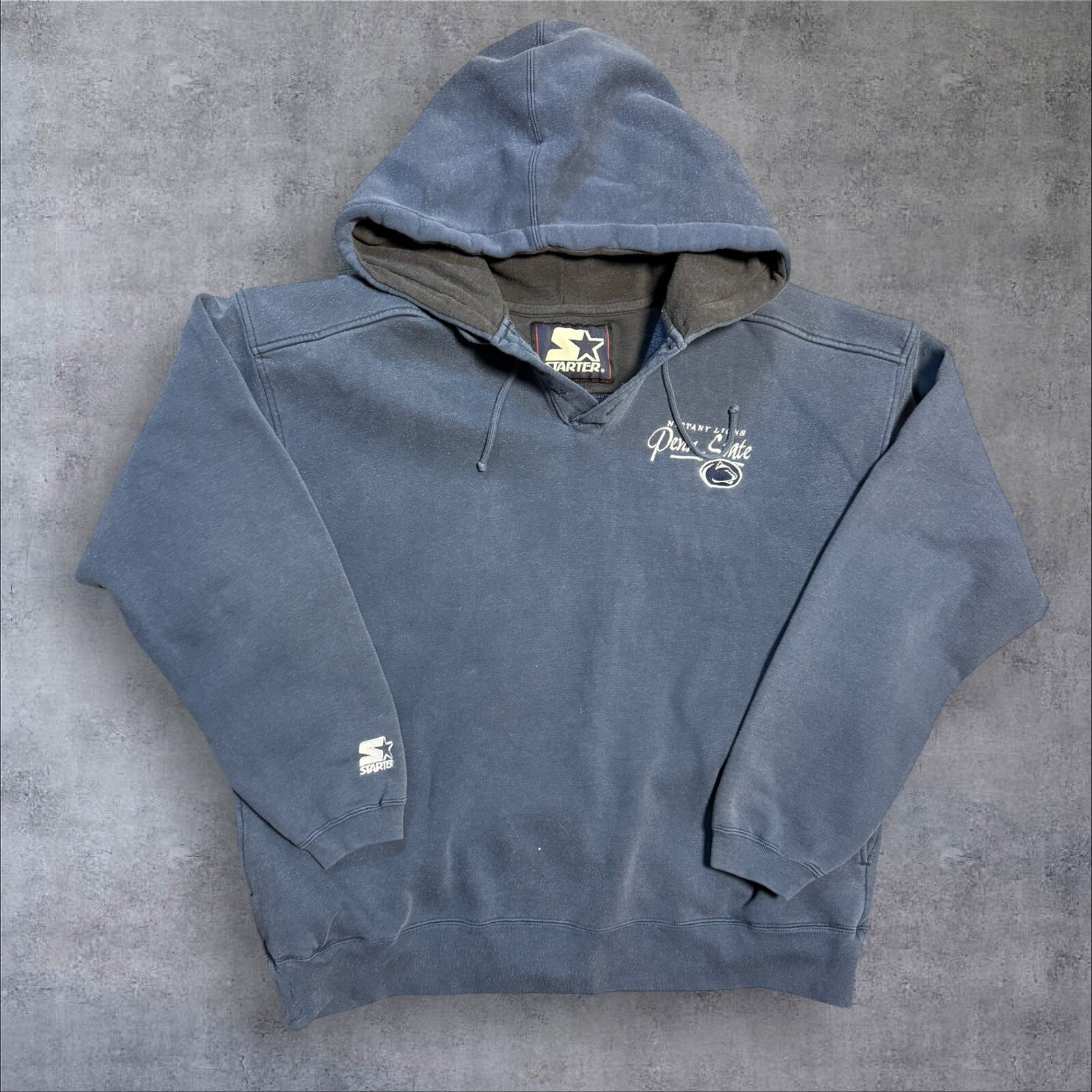 VINTAGE Penn State Nittany Lions Hoodie Mens XL Navy Sweatshirt NCAA Logo 90s