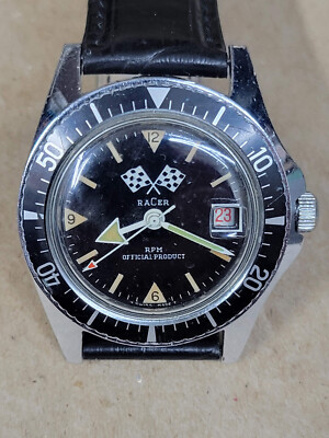 RACER - RPM OFFICIAL PRODUCT - RACING FLAGS VINTAGE SWISS VERY RARE WRISTWATCH