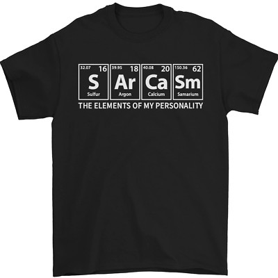 Sarcasm the Elements Persönlichkeit Herren Maglietta Funy ECG 100% Baumwolle