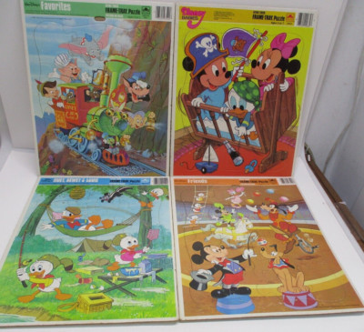 ディズニー　ヴィンテージトレイ 1980s Lot 4 Walt Disney FRAME-TRAY PUZZLES 11x14 Mickey Mouse