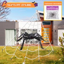 Giant Triangular Halloween Cobweb Decor - Large Spider Web for Outdoor Tree Yard