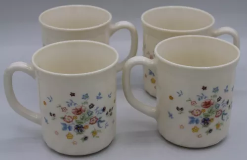 Vintage Arcopal France Victoria Swirl (Set of 4) Mugs Coffee Cups Blue Pink